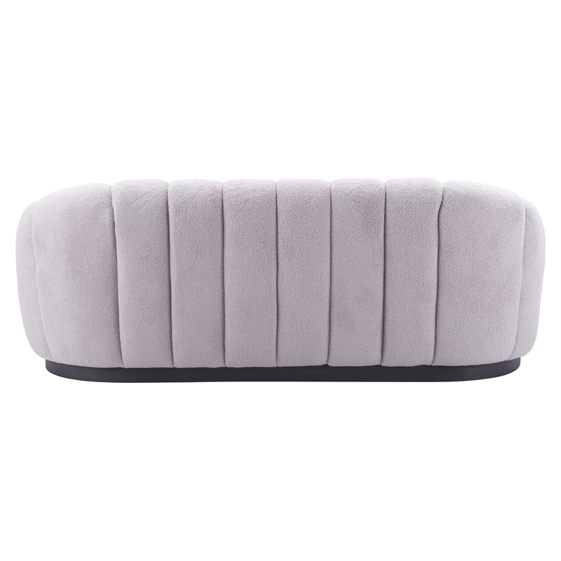 ZUO Bhutan Polyester Shearling Fabric Upholstered Sofa in Light Gray