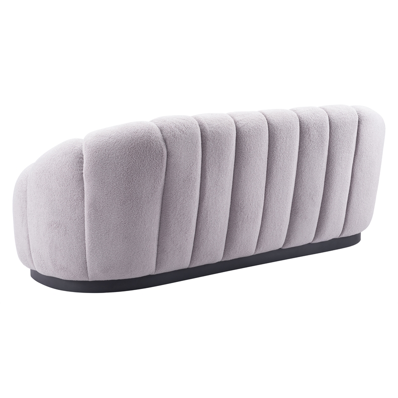 ZUO Bhutan Polyester Shearling Fabric Upholstered Sofa in Light Gray