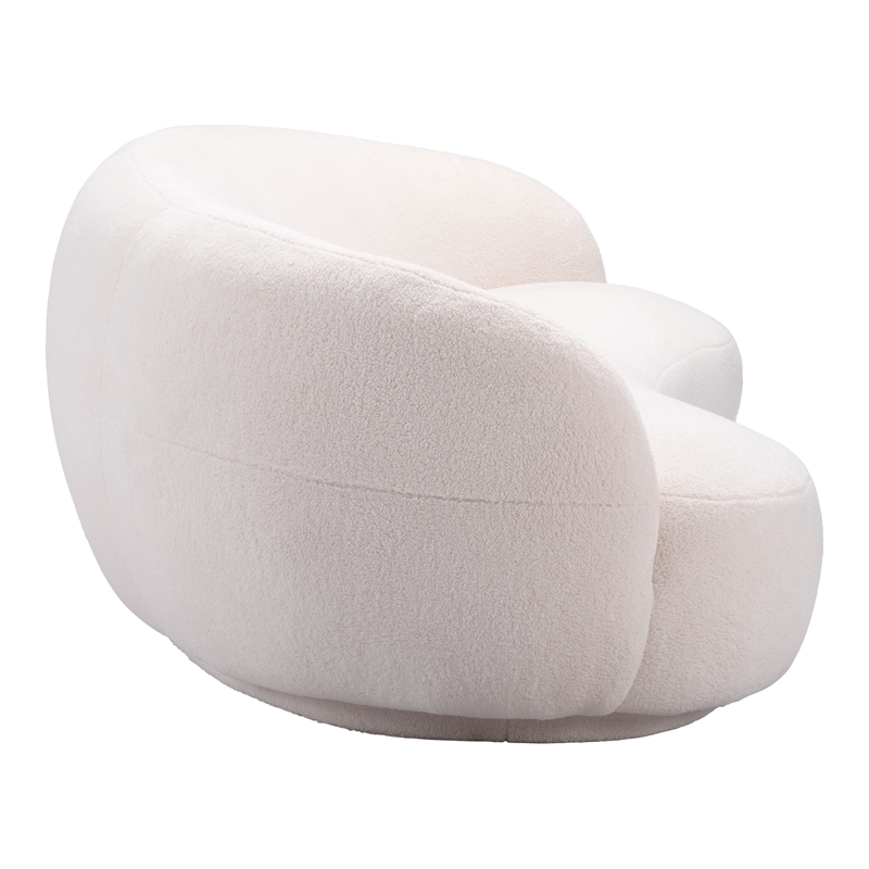 ZUO Tibet Polyester Shearling Fabric Upholstered Sofa in Cream