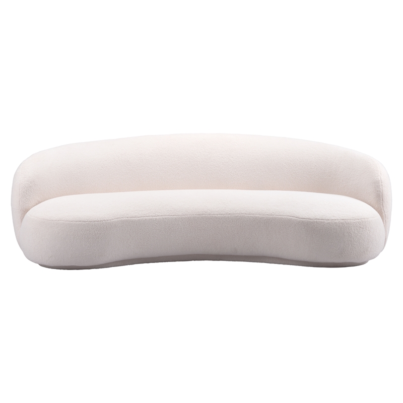 ZUO Tibet Polyester Shearling Fabric Upholstered Sofa in Cream
