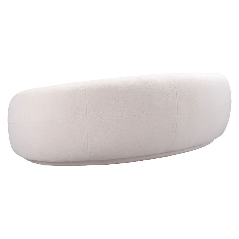 ZUO Tibet Polyester Shearling Fabric Upholstered Sofa in Cream