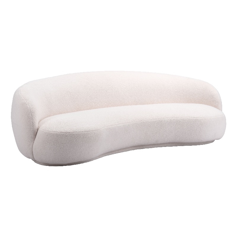 ZUO Tibet Polyester Shearling Fabric Upholstered Sofa in Cream