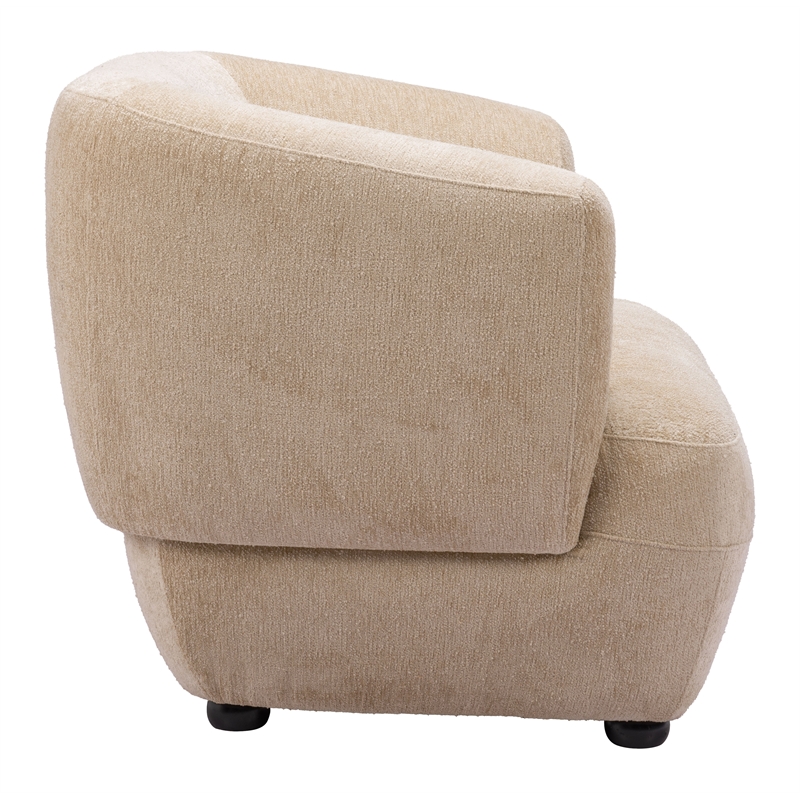 ZUO Bekker Velvet Upholstered Accent Chair in Golden Beige