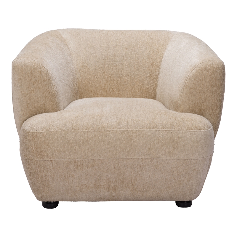 ZUO Bekker Velvet Upholstered Accent Chair in Golden Beige