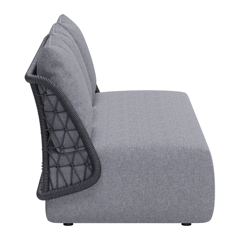 ZUO Mekan Powder Coated Aluminum Frame Sofa in Gray