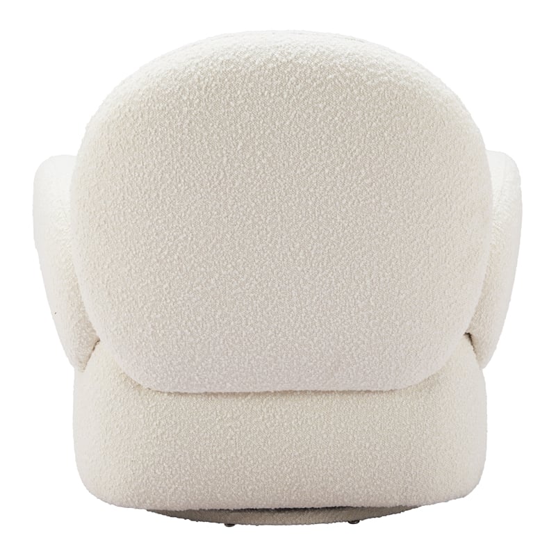 ZUO Pilka Shearling Fabric Upholstered Swivel Chair in White