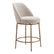 ZUO Nordhavn Collection Swivel Counter Stool in Beige & Gold