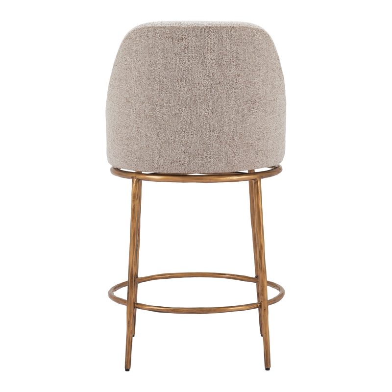 ZUO Nordhavn Collection Swivel Counter Stool in Beige & Gold