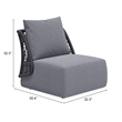 ZUO Mekan Powder Coated Aluminum Frame Accent Chair in Gray