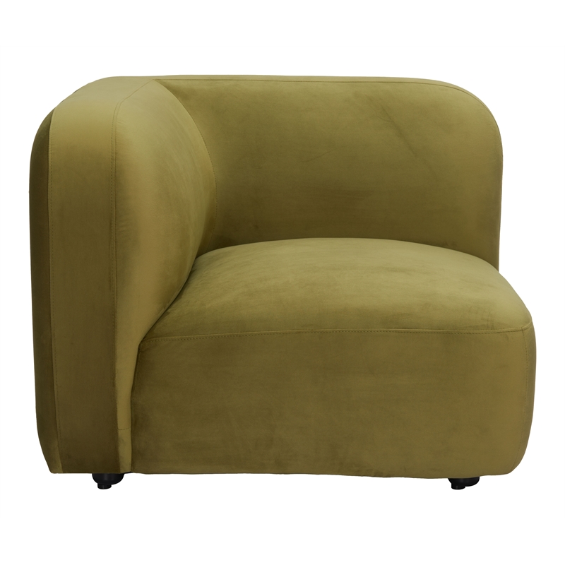 ZUO Biak Velvet Upholstered Corner Chair in Green