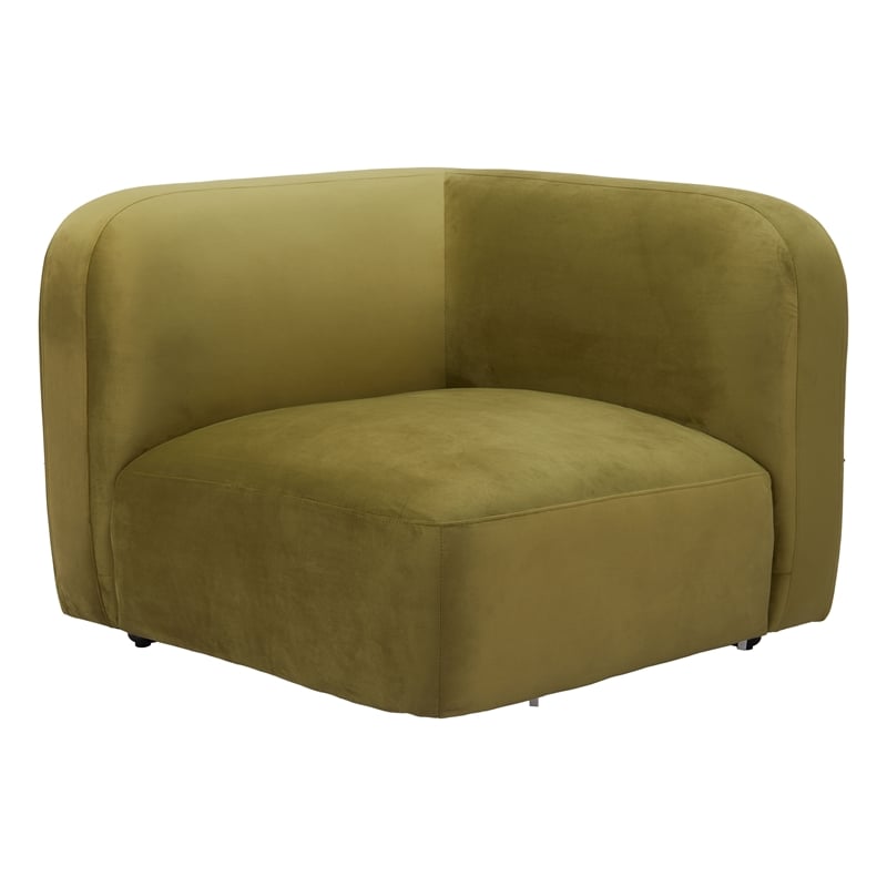 ZUO Biak Velvet Upholstered Corner Chair in Green