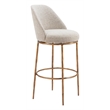 ZUO Nordhavn Collection Swivel Barstool in Beige & Gold