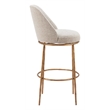 ZUO Nordhavn Collection Swivel Barstool in Beige & Gold