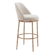 ZUO Nordhavn Collection Swivel Barstool in Beige & Gold