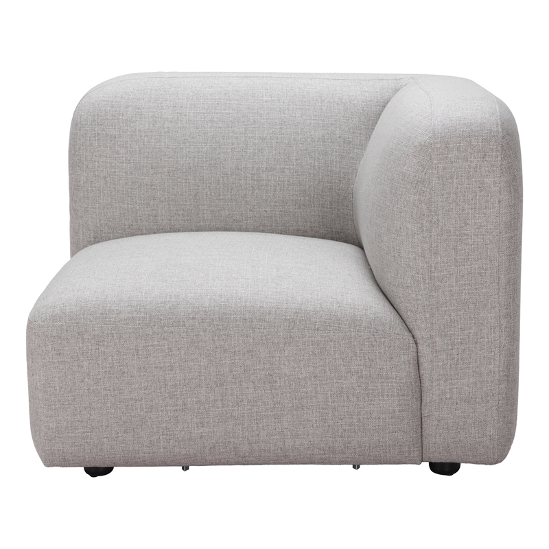 ZUO Biak Poly Linen Fabric Upholstered Corner Chair in Gray