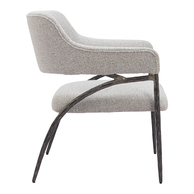 ZUO Vesterboro Boucle Style Fabric Upholstered Accent Chair in Gray
