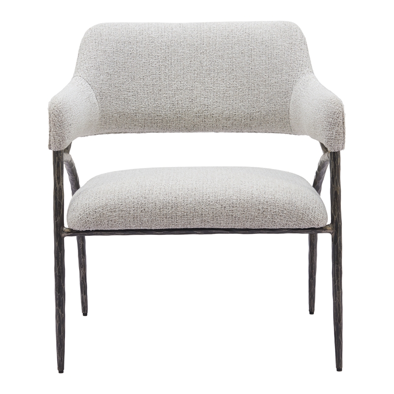 ZUO Vesterboro Boucle Style Fabric Upholstered Accent Chair in Gray
