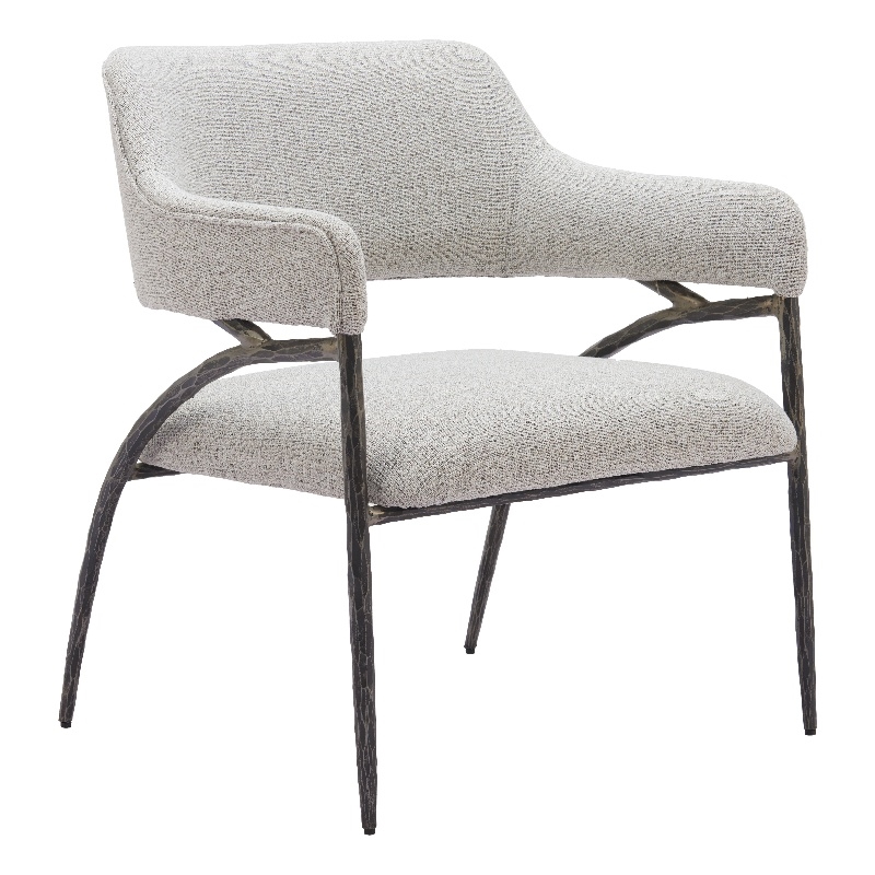 ZUO Vesterboro Boucle Style Fabric Upholstered Accent Chair in Gray