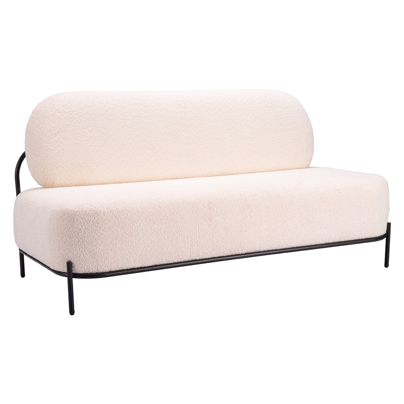 ZUO Arendal Steel Frame and Fabric Upholstered Sofa in Vanilla