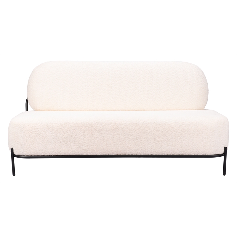 ZUO Arendal Steel Frame and Fabric Upholstered Sofa in Vanilla
