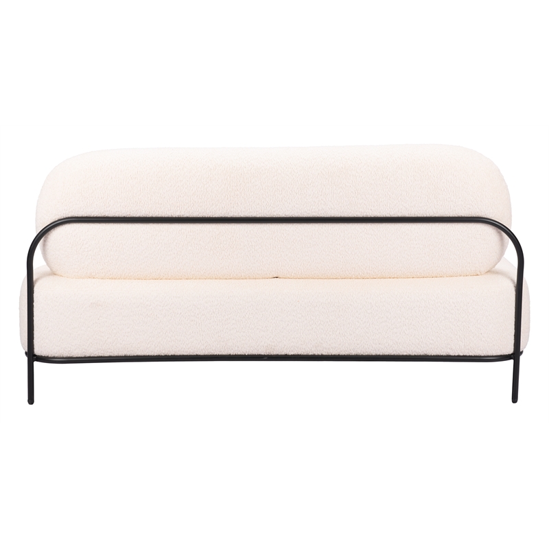 ZUO Arendal Steel Frame and Fabric Upholstered Sofa in Vanilla