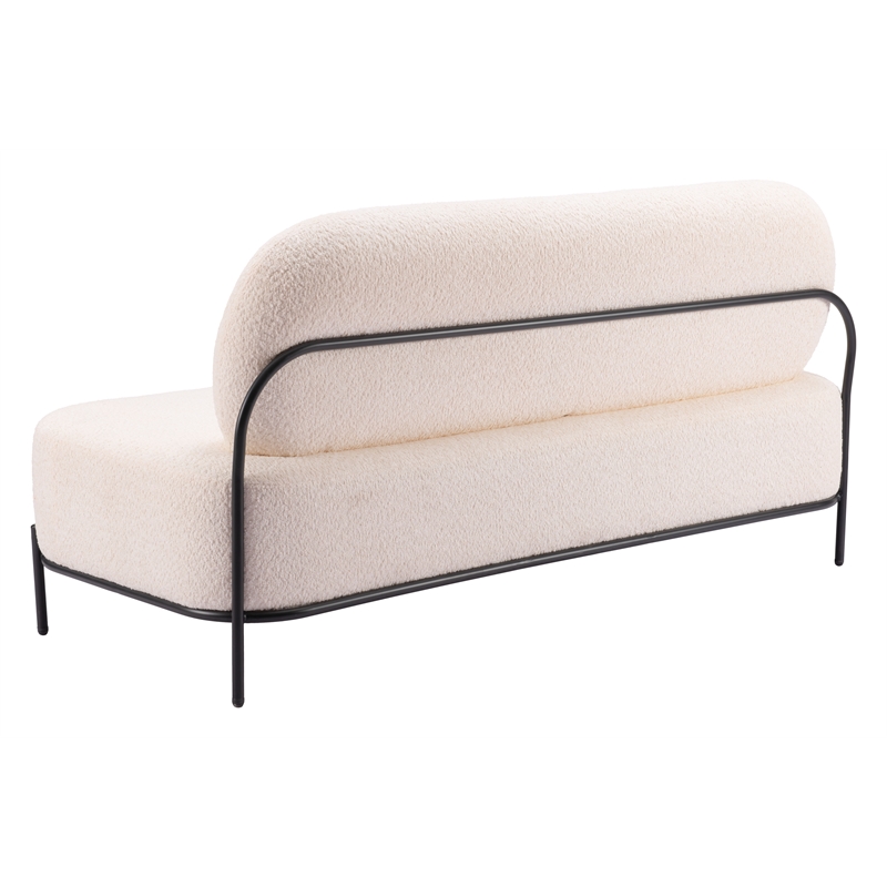 ZUO Arendal Steel Frame and Fabric Upholstered Sofa in Vanilla