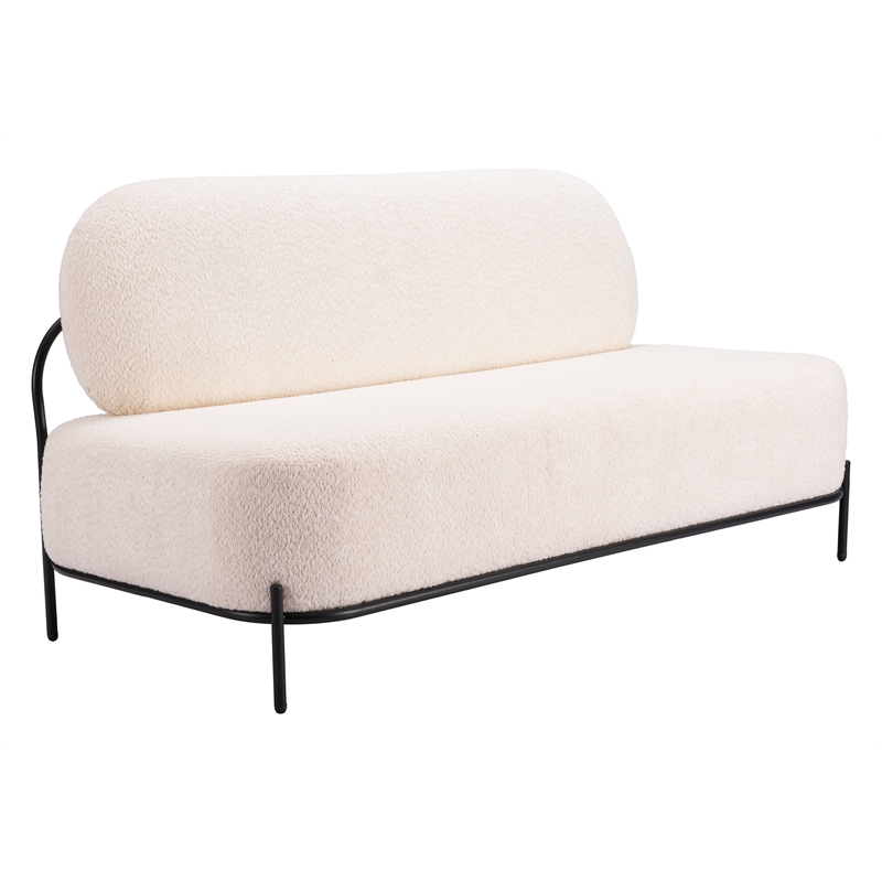 ZUO Arendal Steel Frame and Fabric Upholstered Sofa in Vanilla
