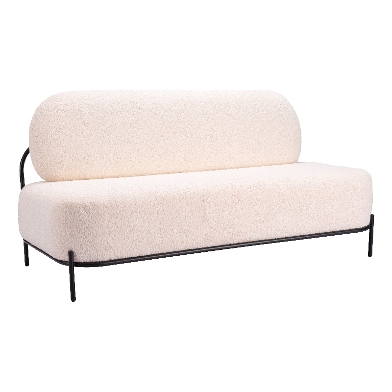 ZUO Arendal Steel Frame and Fabric Upholstered Sofa in Vanilla