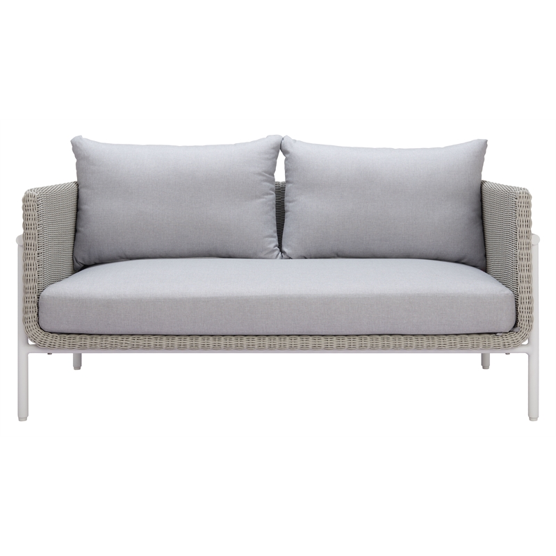 ZUO Frais Powder Coated Aluminum Frame Loveseat in Gray