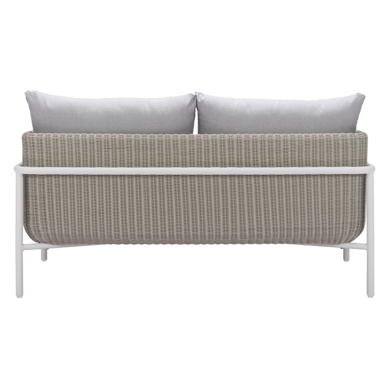 ZUO Frais Powder Coated Aluminum Frame Loveseat in Gray