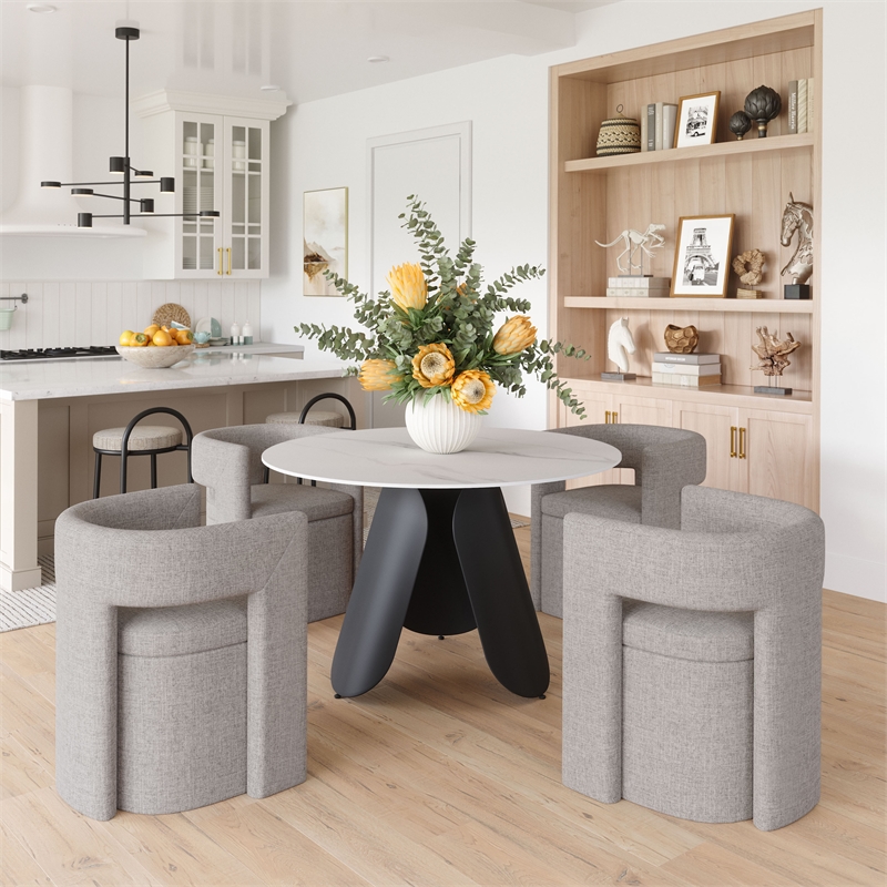 ZUO Toru Sintered Stone-Top and Sturdy Steel Base Dining Table in White