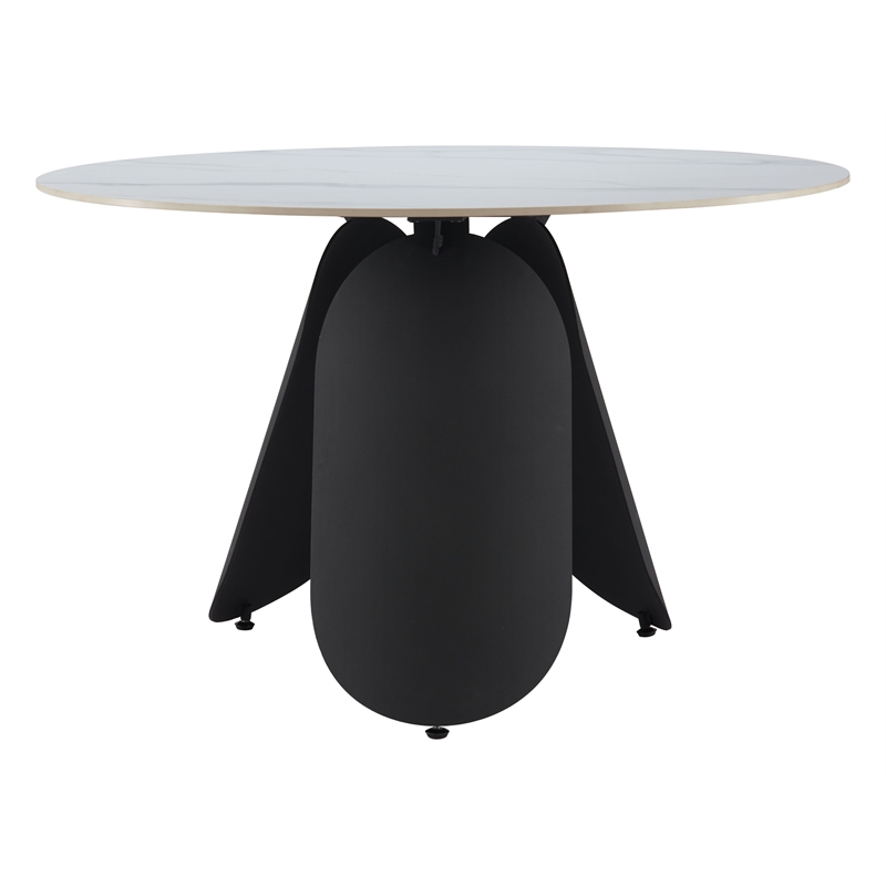 ZUO Toru Sintered Stone-Top and Sturdy Steel Base Dining Table in White