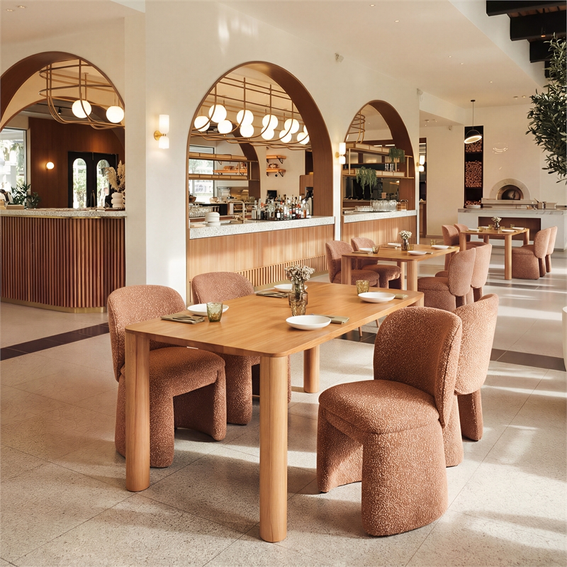 ZUO Eazy Solid Rubber Wood Frame Dining Table in Natural