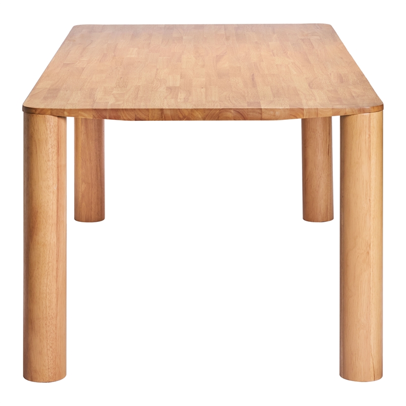 ZUO Eazy Solid Rubber Wood Frame Dining Table in Natural