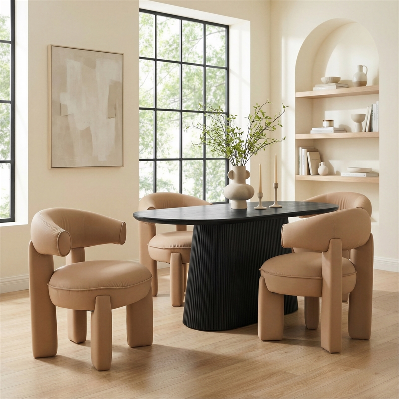 ZUO Sulco Mango Wood Oval Dining Table in Black