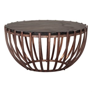 ZUO Kafig Recycled Sand Cast Glass and Iron Coffee Table in Bronze