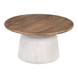 ZUO Goblet Recycled Sand Cast Glass and Iron Coffee Table in Brown & White