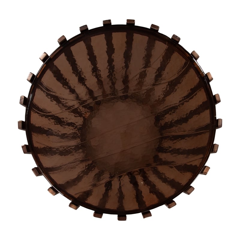 ZUO Kafig Recycled Sand Cast Glass and Iron End Table in Bronze