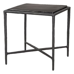 ZUO Cloe Recycled Sand Cast Glass and Aluminum End Table in Black