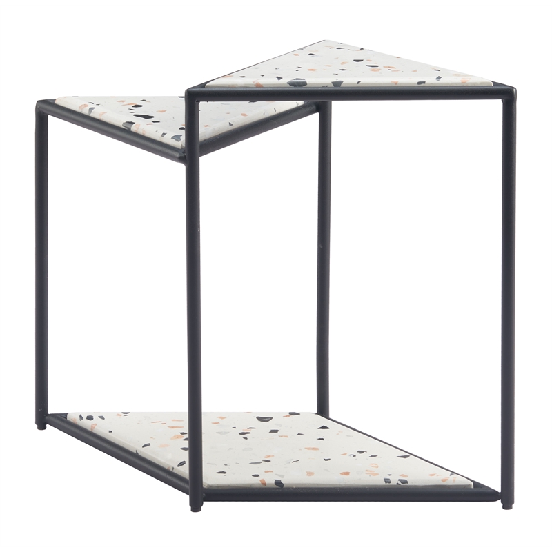 ZUO Miste Faux Terrazzo Stone Top Side Table in Multi-Color/Black Base