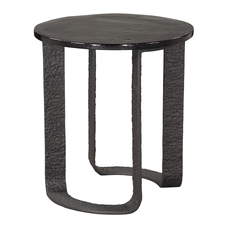 ZUO Divin Recycled Sand Cast Glass and Aluminum End Table in Black