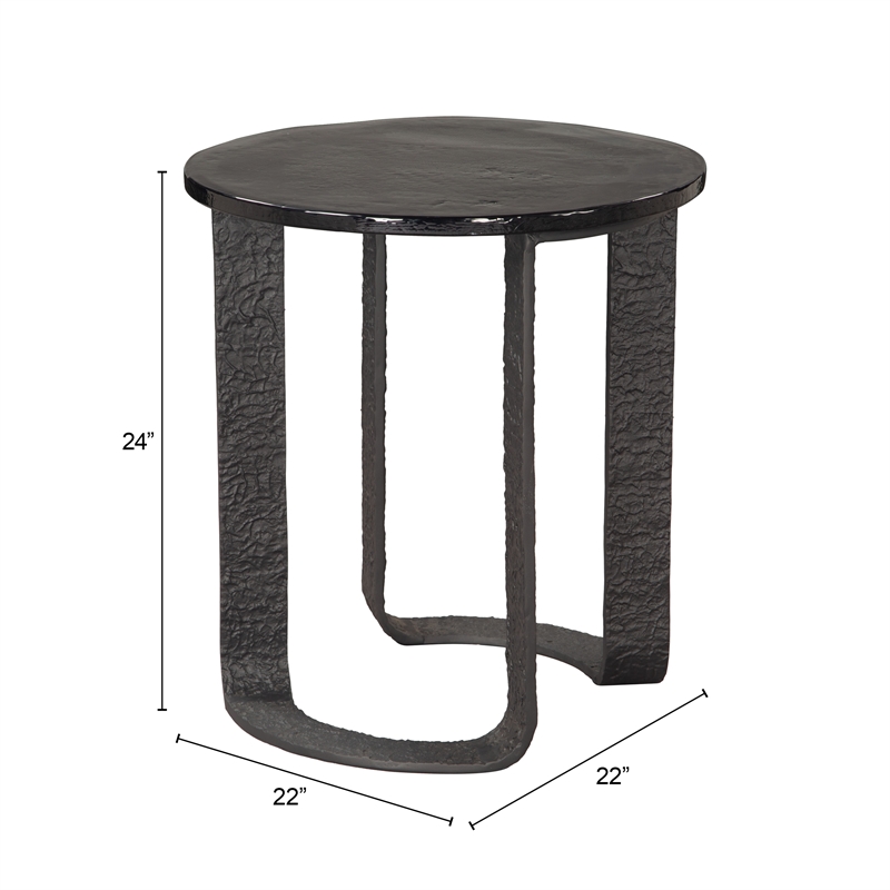 ZUO Divin Recycled Sand Cast Glass and Aluminum End Table in Black