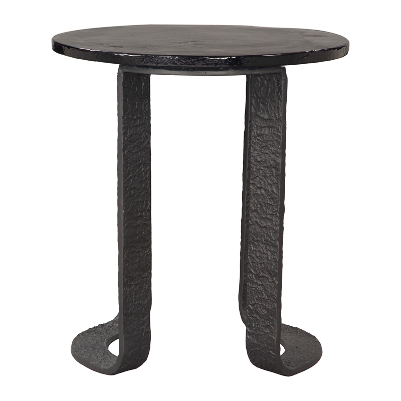 ZUO Divin Recycled Sand Cast Glass and Aluminum End Table in Black