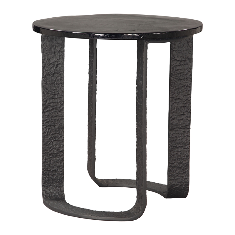 ZUO Divin Recycled Sand Cast Glass and Aluminum End Table in Black