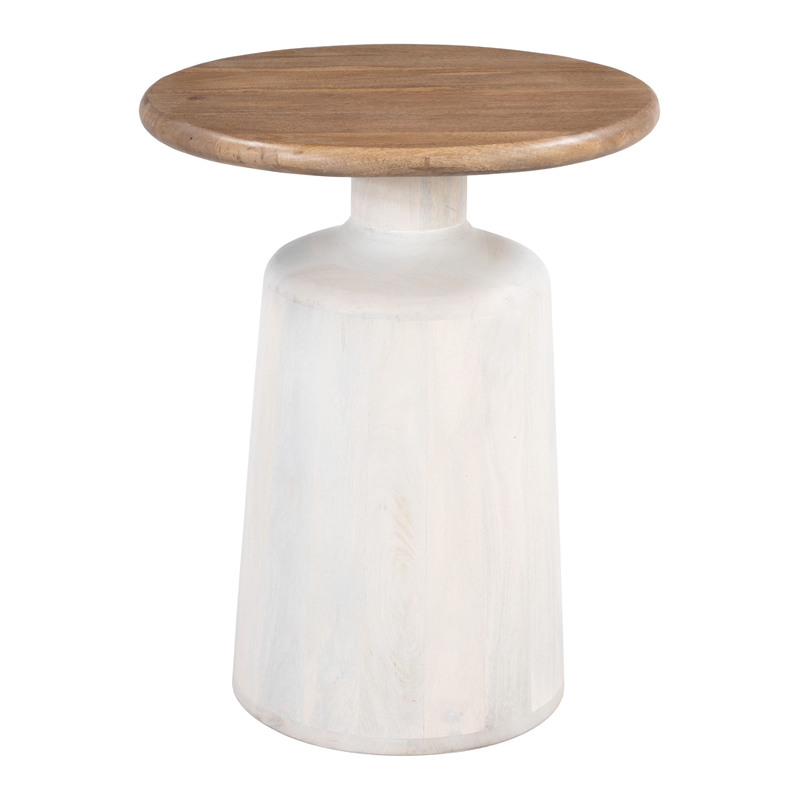 ZUO Goblet Solid Mango Wood End Table in Brown & White