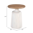ZUO Goblet Solid Mango Wood End Table in Brown & White