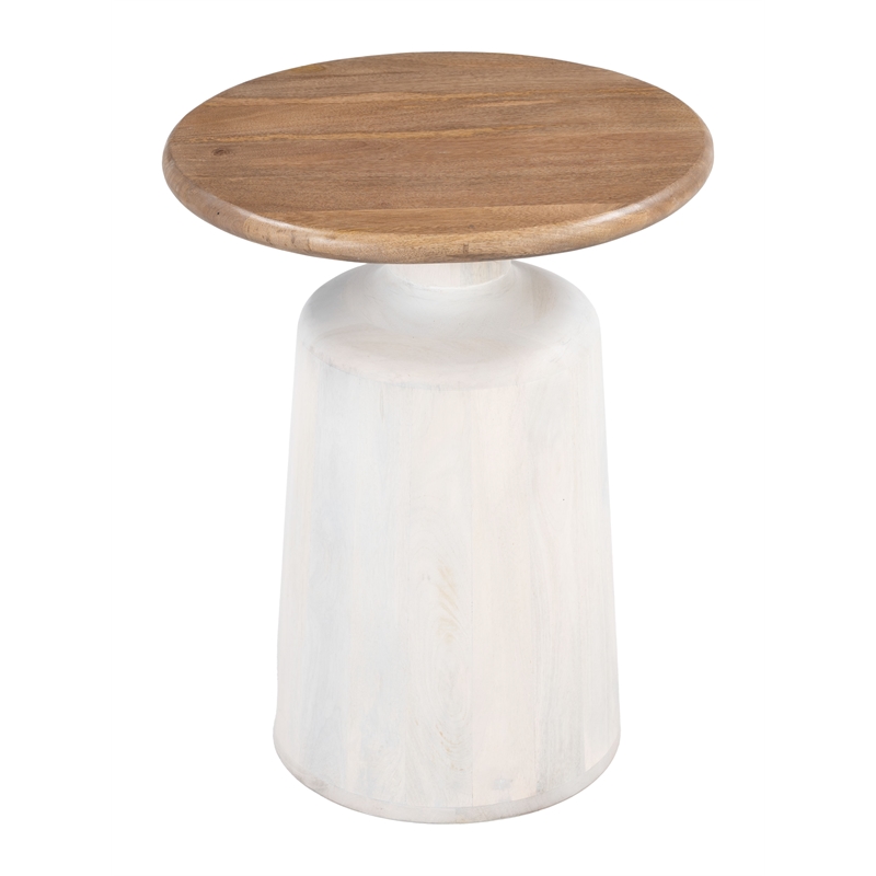 ZUO Goblet Solid Mango Wood End Table in Brown & White