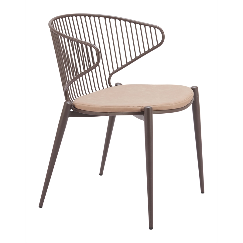 Silues Dining Chair (Set of 2) Taupe & Brown