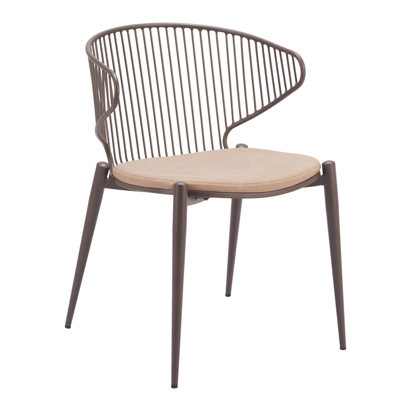 Silues Dining Chair (Set of 2) Taupe & Brown
