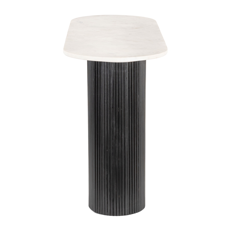 ZUO Izola Marble Top and Solid Wood Base Console Table in White & Black